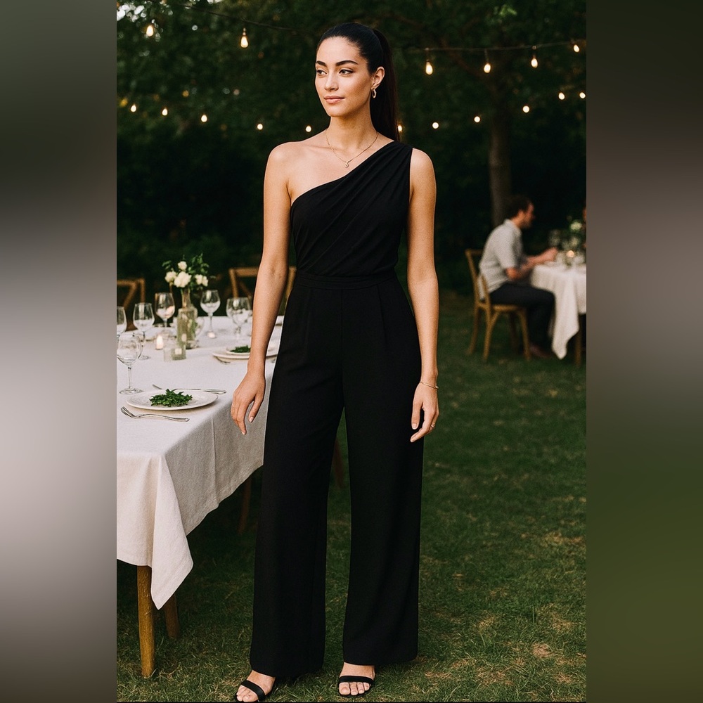 NWT ❤️ One Shoulder Black Pant Suit, size Medium